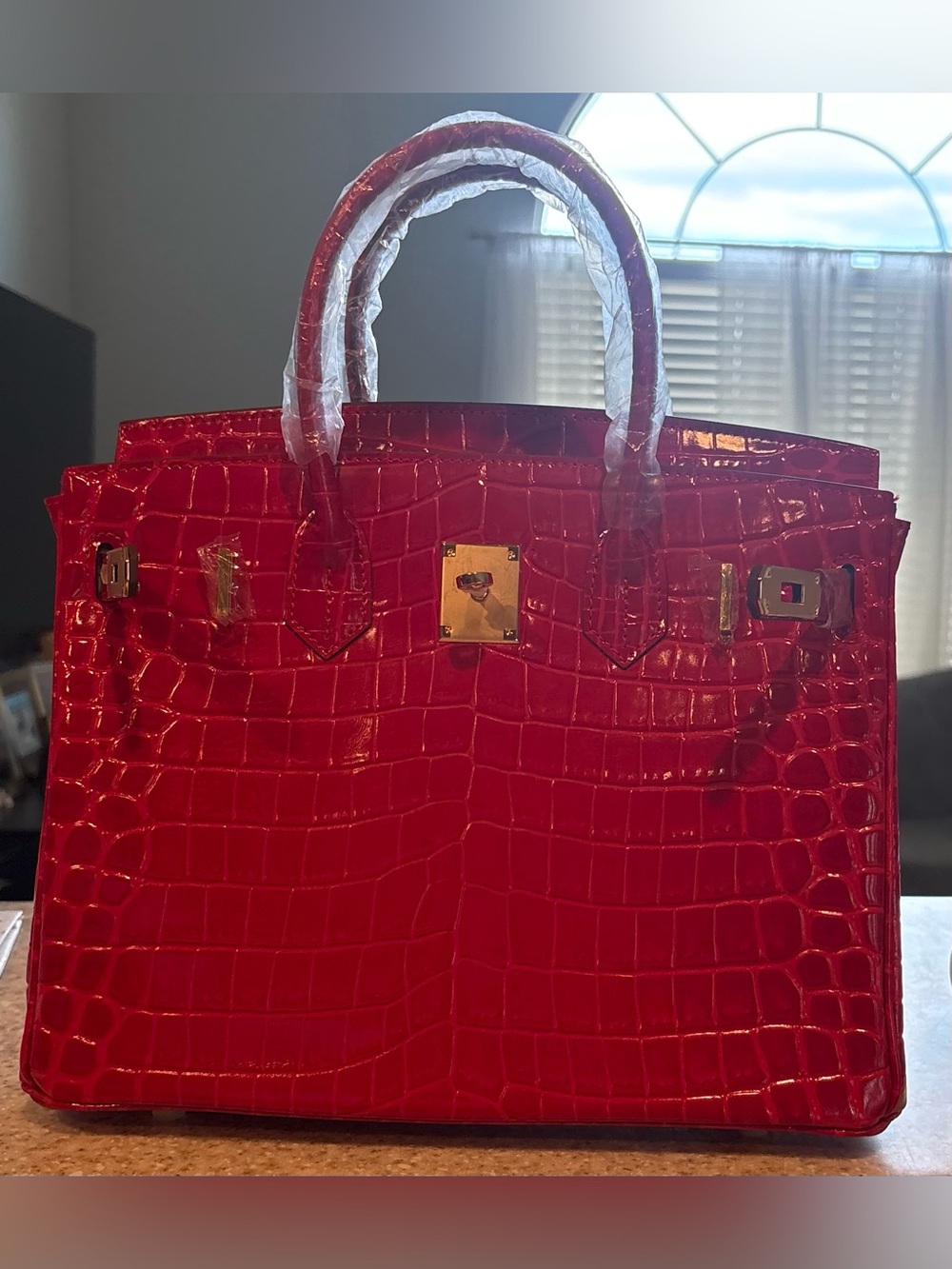 Women’s Smooth Croc Print Top Handle Bag